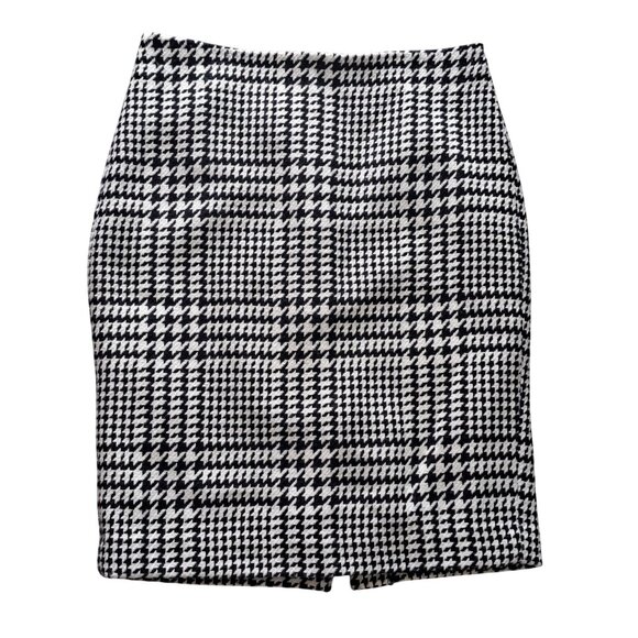 Vtg Liz Claiborne Houndstooth Black & White Pencil Skirt Size 6 Wool Blend - Picture 1 of 8
